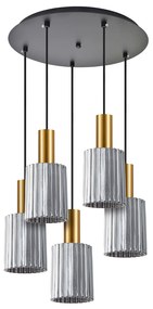 Φωτιστικό Οροφής SE21-GM-4-5BL-GL1 ADEPT TUBE Gold Matt Pendant Smoked Glass+ - 51W - 100W - 77-8579