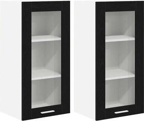 vidaXL Κρεμαστό ντουλάπι 2 pcs Μαύρη Οξυά Επεξεργασμένο Ξύλο