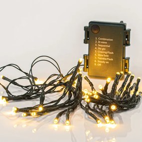 Eurolamp Σειρά 48 LED Θερμό Λευκό 3.5m Με Προγράμματα Και Timer IP44 Πράσινο Καλώδιο Μπαταρίας 600-11225