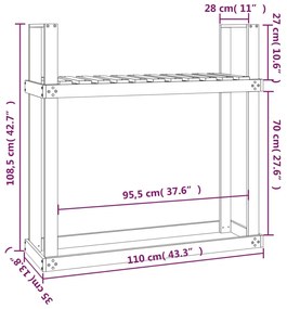 Ραφιέρα Καυσόξυλων Γκρι 110x35x108,5 εκ. από Μασίφ Ξύλο Πεύκου