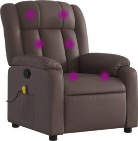 vidaXL Πολυθρόνα Μασάζ Ανακλινόμενη Καφέ από Συνθετικό Δέρμα