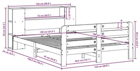 Σκελετός Κρεβ. Χωρίς Στρώμα Λευκό 120x190 εκ Μασίφ Πεύκο - Λευκό