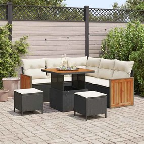 vidaXL Σετ Καναπέ Κήπου 8 pcs Μαύρο και κρεμ 80 x 80 x 71 cm