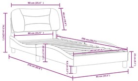 Πλαίσιο Κρεβατιού Κεφαλάρι Μαύρο/Λευκό 80x200εκ Συνθετικό Δέρμα - Μαύρο