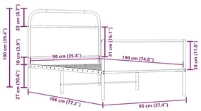 Πλαίσιο Κρεβατιού Χωρ. Στρώμα Sonoma Δρυς 90x190 εκ Επεξ. Ξύλο - Καφέ