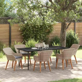vidaXL Σετ τραπεζαρίας 7 pcs Ανοιχτό γκρι Πολυ ράταν