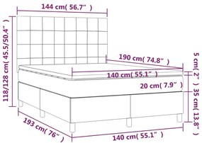 vidaXL Κρεβάτι Boxspring με Στρώμα Σκούρο Μπλε 140x190 εκ. Βελούδινο