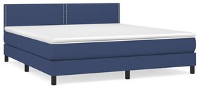 vidaXL Κρεβάτι Boxspring με Στρώμα Μπλε 180x200 εκ. Υφασμάτινο