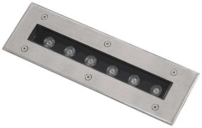 GloboStar UNDERGROUND-REMVI 90190 Χωνευτό Φωτιστικό Wall Washer Δαπέδου LED 9W 810lm 10° DC 24V Αδιάβροχο IP68 L30 x W9 x H8.5cm Θερμό Λευκό 2700K - Ανοξείδωτο Ατσάλι - 3 Years Warranty - 90190