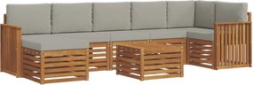 vidaXL Σειρά Καναπέ Εξωτερικού 8 pcs Φυσικό και Ανοιχτό Γκρι