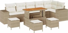 vidaXL Σετ Καναπέ Κήπου 10 pcs Μπεζ συνθετικό ρατάν