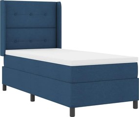vidaXL LED Κρεβάτι με βάθρο με κεφαλάρι Μπλε 90 x 190 cm ύφασμα