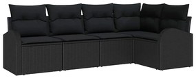 vidaXL Σετ Καναπέ Κήπου με μαξιλάρι 5 pcs Μαύρο Πολυ ράταν