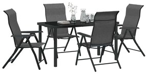 vidaXL Σέτ φαγητού για κήπο Ρυθμιζόμενο ύψος 5 pcs Γκρι Πολυ ράταν