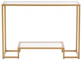 VEVOR 2-Tier Glass Console Table Rectangle Sofa Side Table with Anti-Tip Golden
