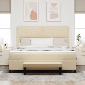 vidaXL Κρεβάτι με Στρώμα & Μπράτσο Κρεμ 180x200 εκ. Ύφασμα