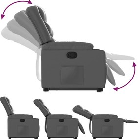 vidaXL Πολυθρόνα Ανακλινόμενη με Ανύψωση Γκρι Συνθετικό Δέρμα