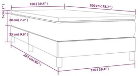 Κρεβάτι Boxspring με Στρώμα Σκούρο Γκρι 100x200 εκ. Βελούδινο - Γκρι