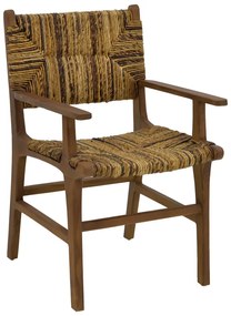 Πολυθρόνα Refane pakoworld φυσικό teak ξύλο-ψάθα 55x60x85εκ