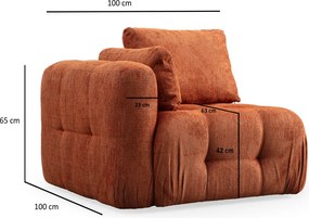 Corner Sofa Amaris 2 Seater With Pouffe - Orange Orange