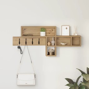 vidaXL Τοίχου Κρεμάστρα με ράφι artisan δρυς 100 x 12 x 43.5 εκ
