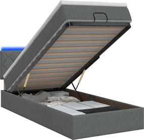 vidaXL Κρεβάτι Ottoman με Στρώμα και LED Σκούρο Γκρι 100 x 200 cm