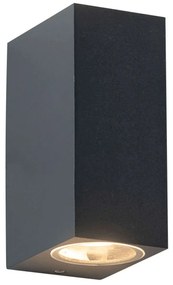 Φωτιστικό Τοίχου - Απλίκα LG2204GU10G 6,8x15cm 2xGU10 35W IP65 Dark Grey Aca Aluminium, Glass