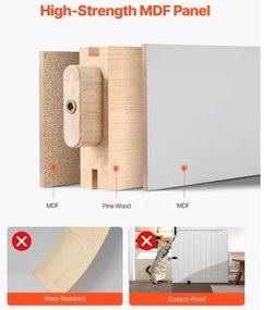 VEVOR Sliding Barn Door with Hardware Kit 1067 x 2134mm MDF Panel PVC Surface