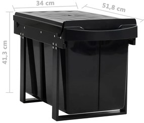 vidaXL Κάδος για Ντουλάπι Κουζίνας Συρόμενος 48 Λίτρων με Soft-Close