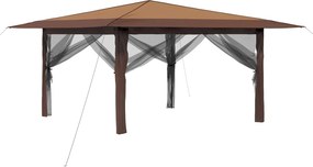 vidaXL Γκαζebo με 4 πλαινά 4 x 4 m Μπεζ και καφέ