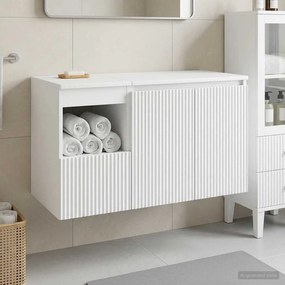vidaXL Σετ Επίπλων Μπάνιου 2 τμχ. Λευκό Επεξεργασμένο Ξύλο