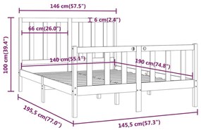 vidaXL Πλαίσιο Κρεβατιού Μαύρο 140 x 190 εκ. από Μασίφ Ξύλο