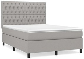 vidaXL Κρεβάτι Boxspring με Στρώμα Ανοιχτό Γκρι 140x200 εκ. Υφασμάτινο