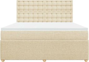 vidaXL Κρεβάτι Boxspring με Στρώμα Κρεμ 180x200 εκ. Υφασμάτινο