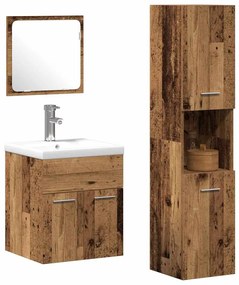 vidaXL Σετ Επίπλων Μπάνιου με πόρτα 3 pcs Παλιό Ξύλο 41 x 38.5 x 46 cm