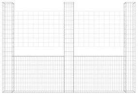 Συρματοκιβώτια σε U Σχήμα με 3 Στύλους 260x20x200 εκ Σιδερένιο - Ασήμι