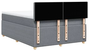 Κρεβάτι Boxspring με Στρώμα Ανοιχτό Γκρι 140x190 εκ. Υφασμάτινο - Γκρι