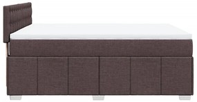 vidaXL Κρεβάτι Boxspring με Στρώμα Σκούρο Καφέ 160x200 εκ Υφασμάτινο