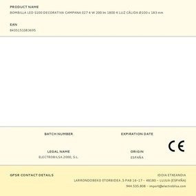 Λάμπα LED Fbright s100 Κεχριμπάρι 4 W E27 200 Lm Διακοσμητική (1800 K)