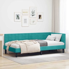 vidaXL Κρεβάτι Γωνίας με κεφαλάρι Τιρκουάζ 100 x 200 cm Βελούδο