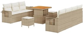 vidaXL Σετ Καναπέ Κήπου 10 pcs Μπεζ συνθετικό ρατάν