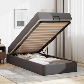 vidaXL Σκελετός κρεβατιού με στρώμα Γκρι 90 x 200 cm Τεχνητό δέρμα