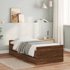 vidaXL Σκελετός Κρεβατιού Brown Oak 90 x 190 cm Engineered wood