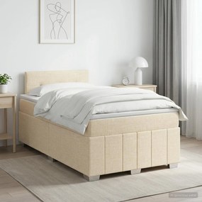 vidaXL Κρεβάτι box spring με στρώμα Κρεμ 120 x 190 cm Ύφασμα