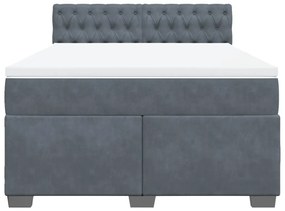 Κρεβάτι Boxspring με Στρώμα Σκούρο Γκρι 160x200 εκ. Βελούδινο - Γκρι