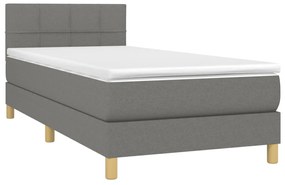 vidaXL Κρεβάτι Boxspring με Στρώμα Σκούρο Γκρι 80x200 εκ. Υφασμάτινο