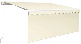 vidaXL Τέντα Συρόμενη Χειροκίνητη με Σκίαστρο & LED Κρεμ 3 x 2,5 μ.