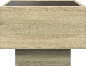 vidaXL Τραπέζι Βοηθητικό με LED Δρυς 40x40x30 εκ. Επεξεργασμένο Ξύλο