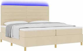 vidaXL LED Κρεβάτι με βάθρο με στρώμα Κρεμ 200 x 200 cm ύφασμα