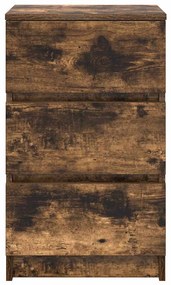 Κομοδίνο με 3 συρτάρια Καπνιστή δρυς 39x35x65 εκ. 861345